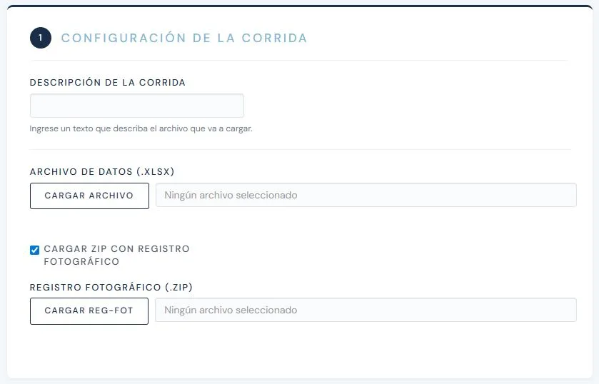Configuración de corrida en OMeRo Air